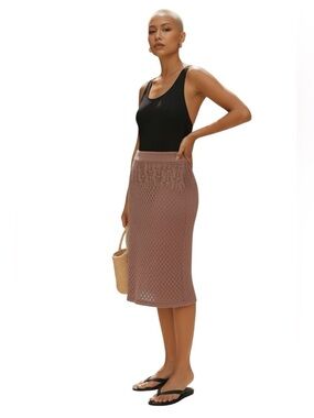 RARE Knitz by For Love & Lemons Rivington Dusty Rose Pencil Skirt Best Fit S/M